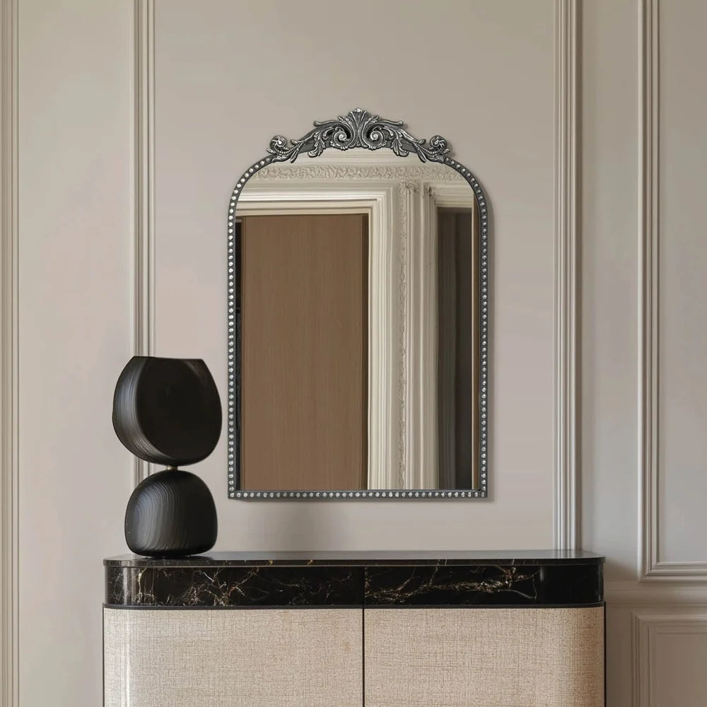 DUTRIEUX Elegant Filigree Arch Metal Wall Mirror Decor