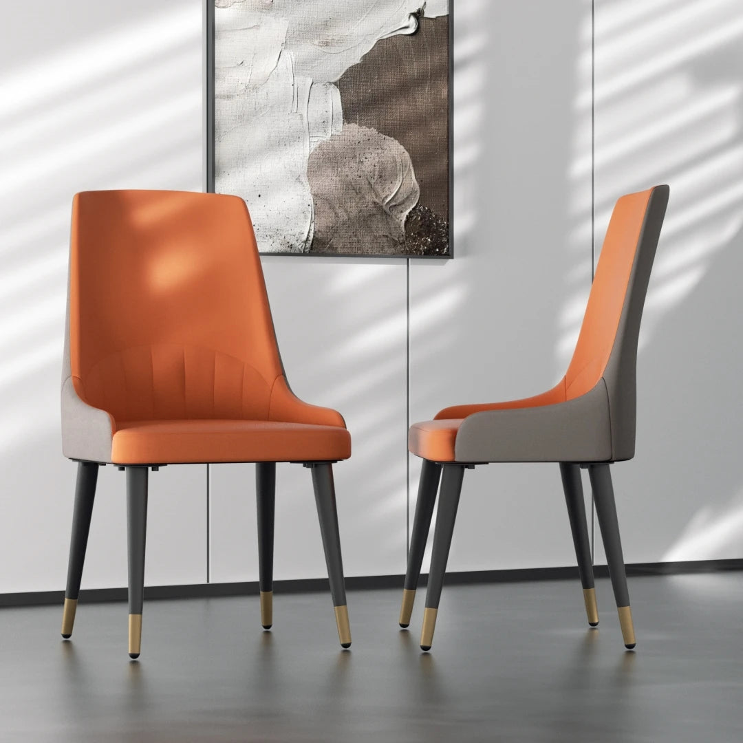 LUVODI PU Leather Dining Chairs With Arms Modern Metal Legs