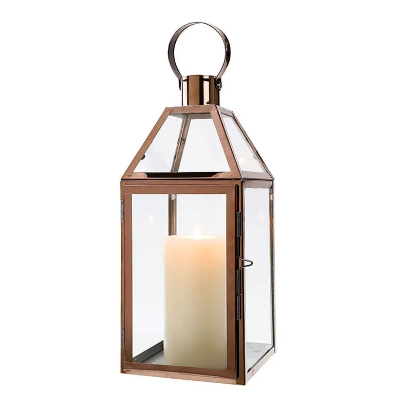 Function Rose Gold Stainless Steel Candle Holder Lantern
