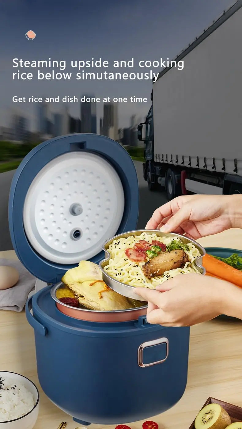 Iosn Mini 2L Portable Rice Cooker With Steam Tray For Car