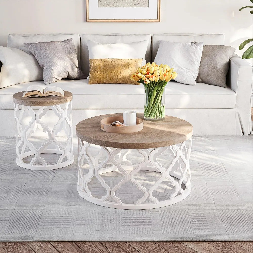 Hign-concerned Boho French Country Round Coffee Table