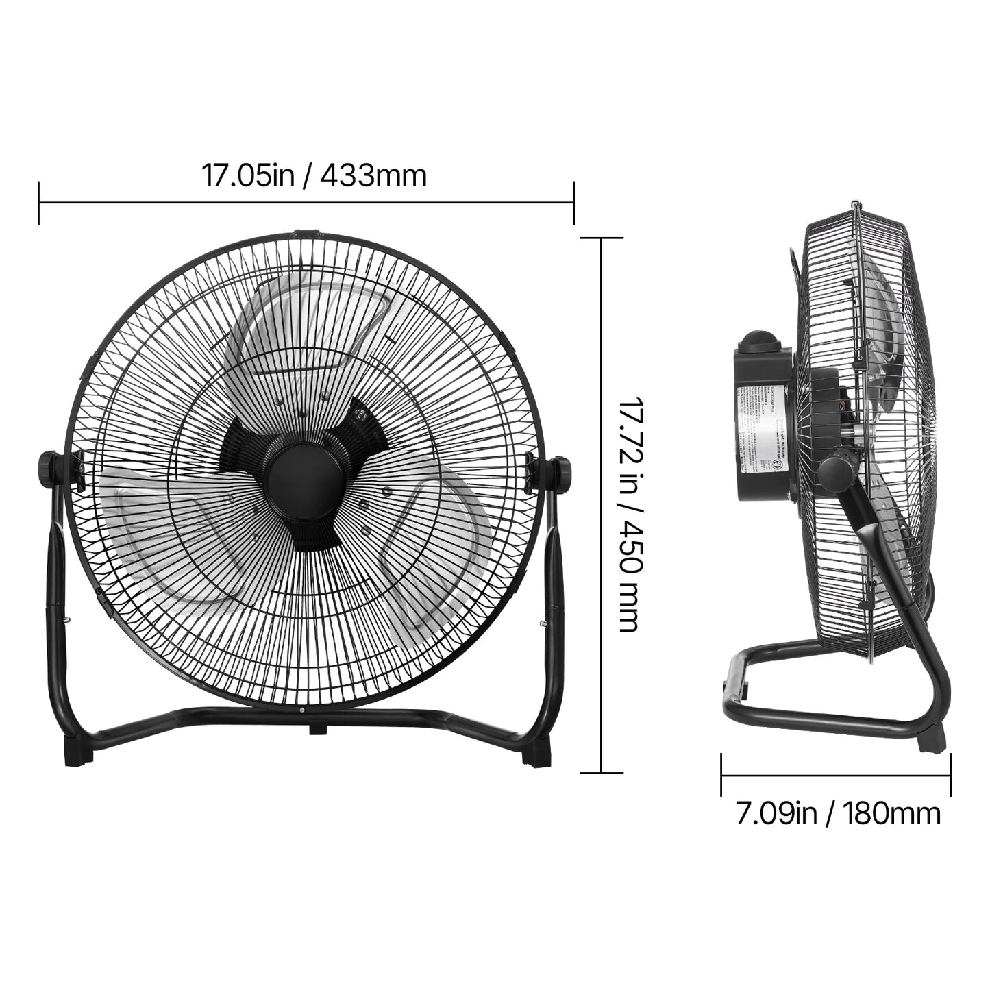 VEVOR Industrial Floor Fan 3 Speed High Velocity 4800 CFM