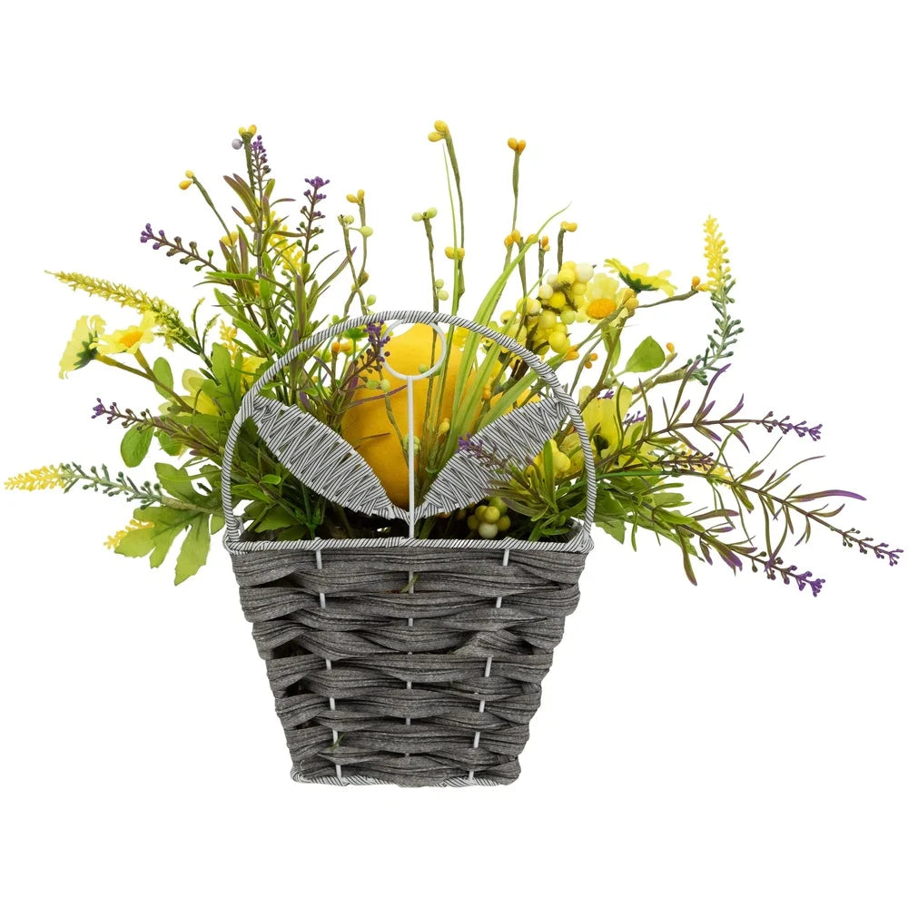 XMSJ Artificial Floral Hanging Basket With Lemons Daisies