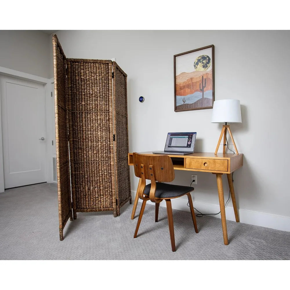 3 Panel Seagrass Room Divider Handwoven Abaca Privacy