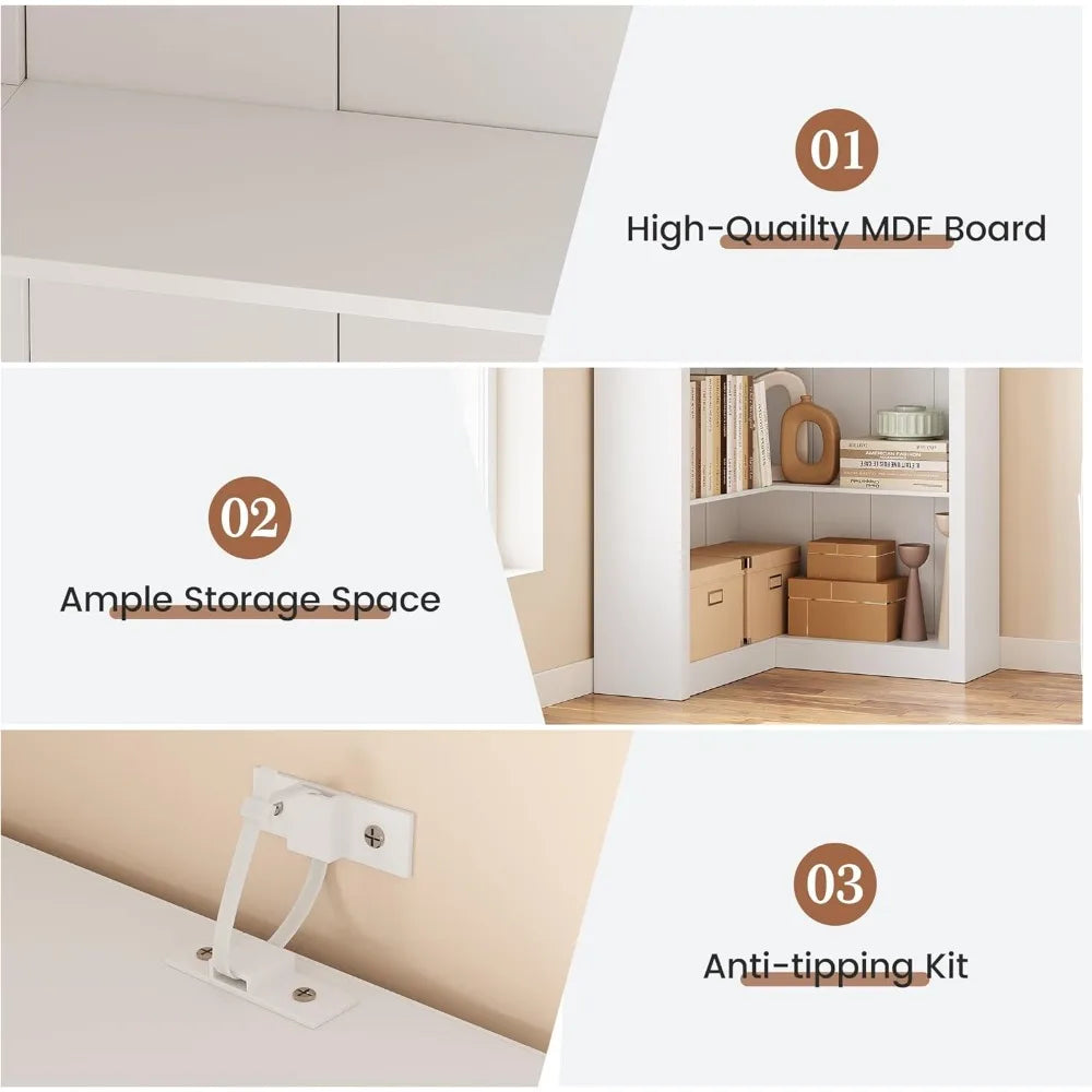 Angduo Corner Bookshelf L Shaped Five Tier Display Shelf