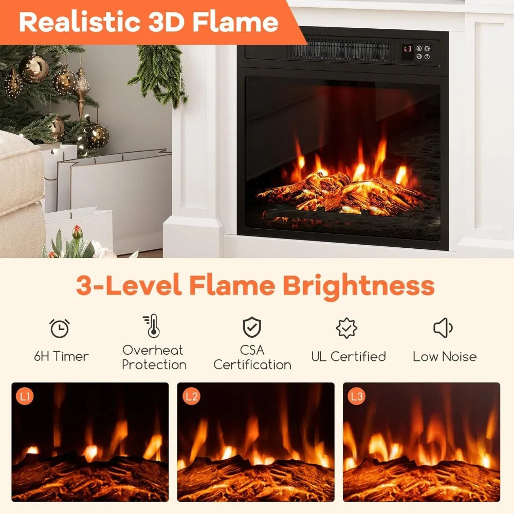 Freestanding Electric Fireplace Mantel And Wood Surround