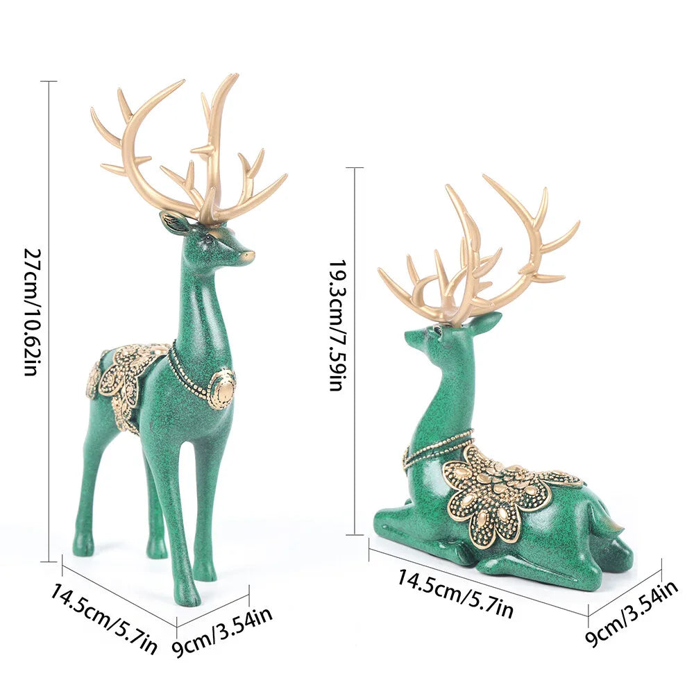 Hign Concerned Deer Tabletop Statue Figurine Reindeer Decor