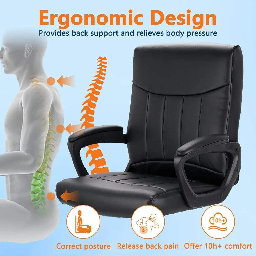 High Concerned Leather Office Chair With Lumbar Support