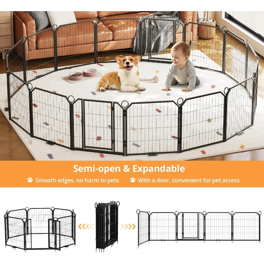 Dog Door Heavy Duty Folding Fence With Door For Dogs