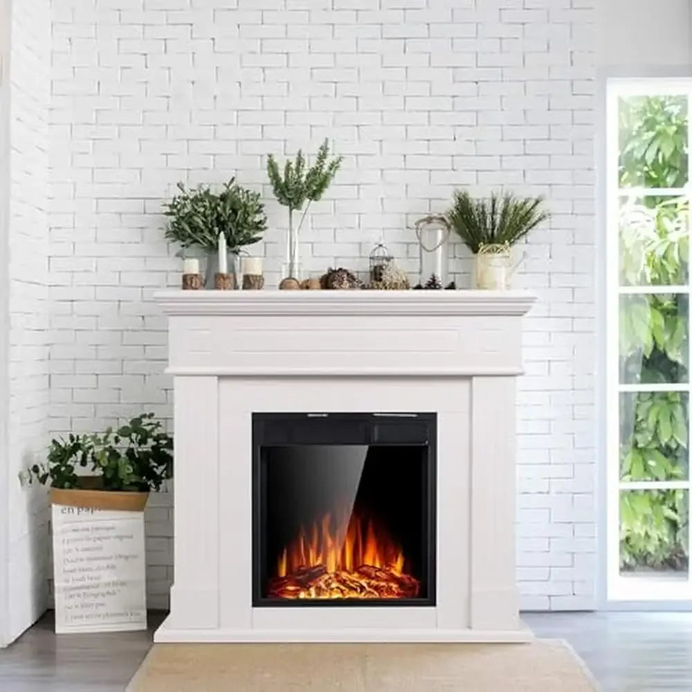 XMSJ Freestanding Electric Fireplace Heater With Log Remote