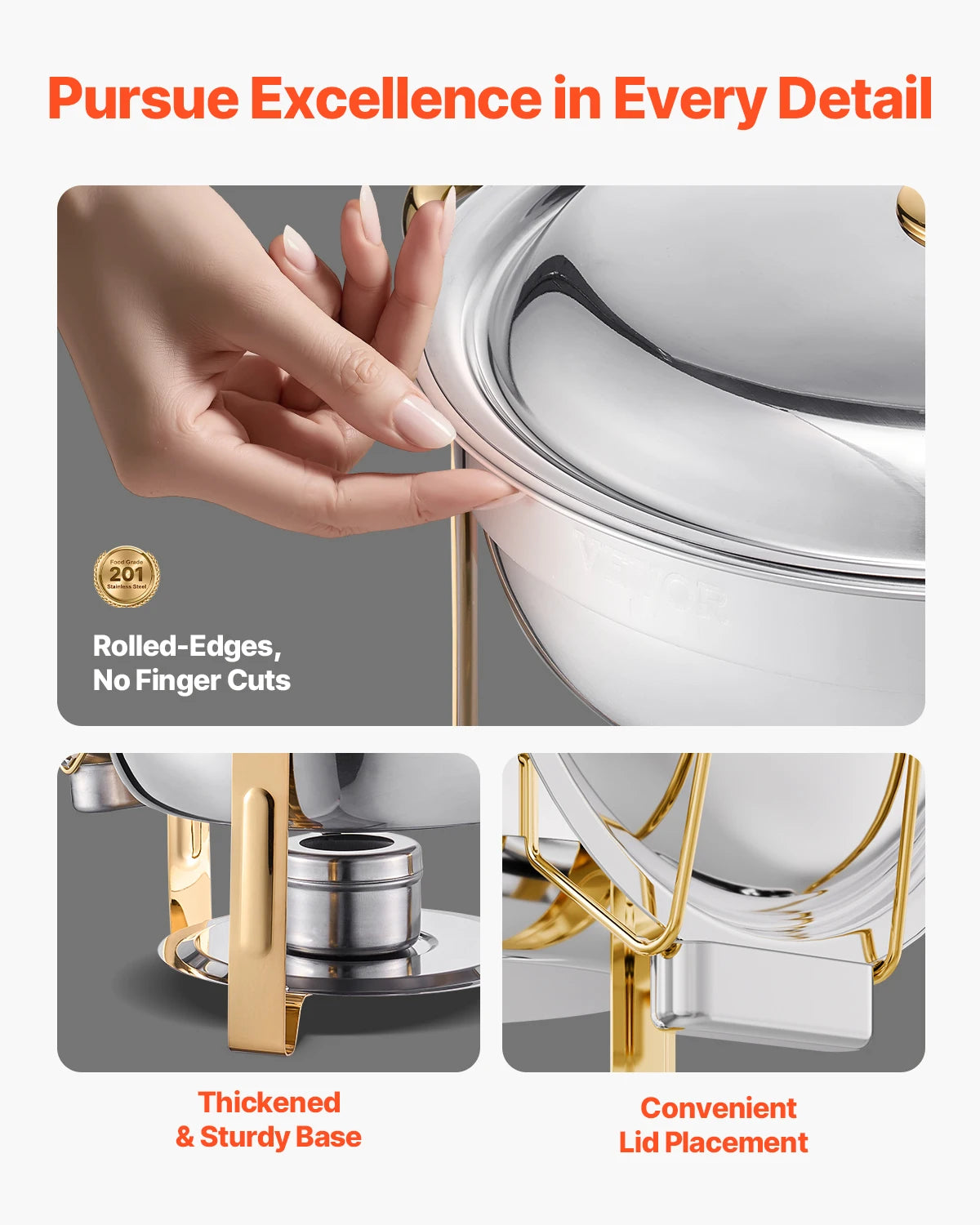 VEVOR Chafing Dish Buffet Set Stainless Steel Chafer Pans
