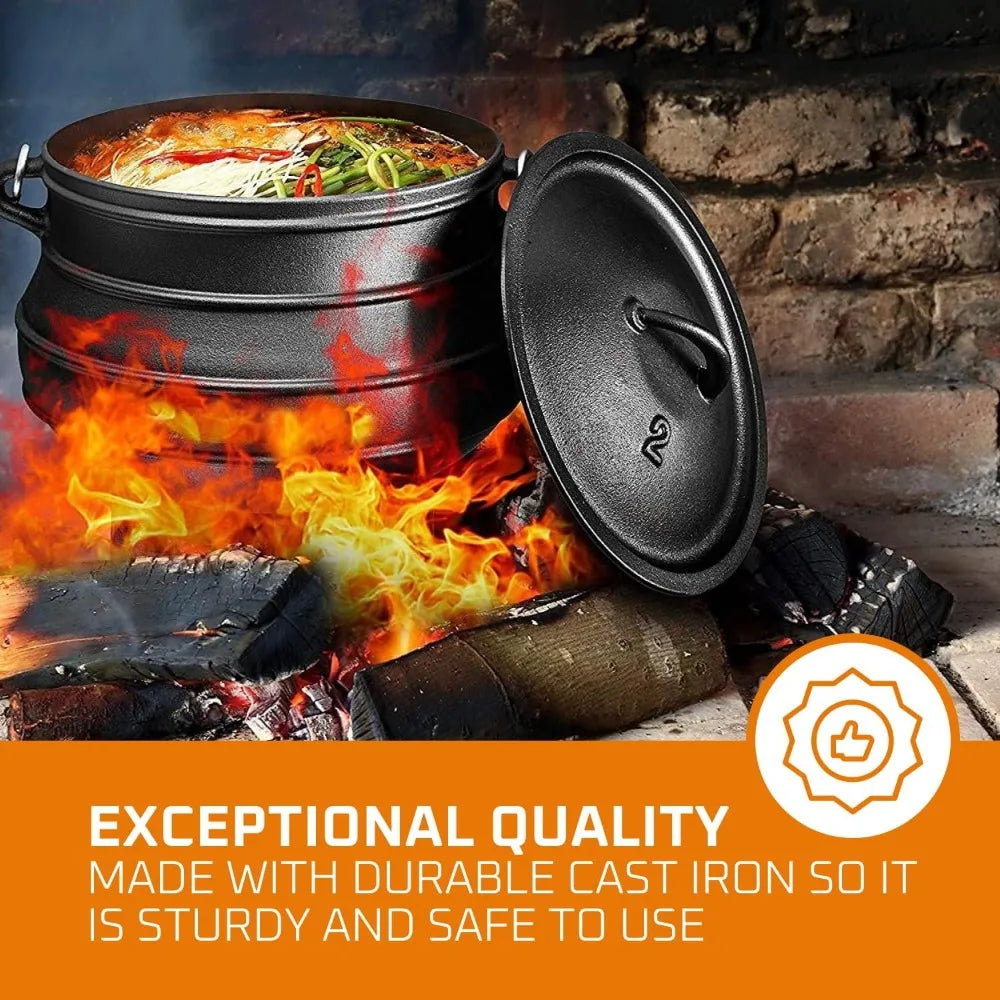 Hignconcerned Cast Iron Cauldron Potjie With Lid Three Legs