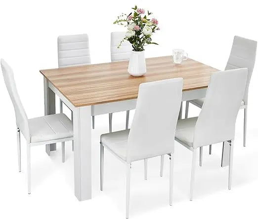 Mondeer Dining Table and Chairs Set Modern Rectangular