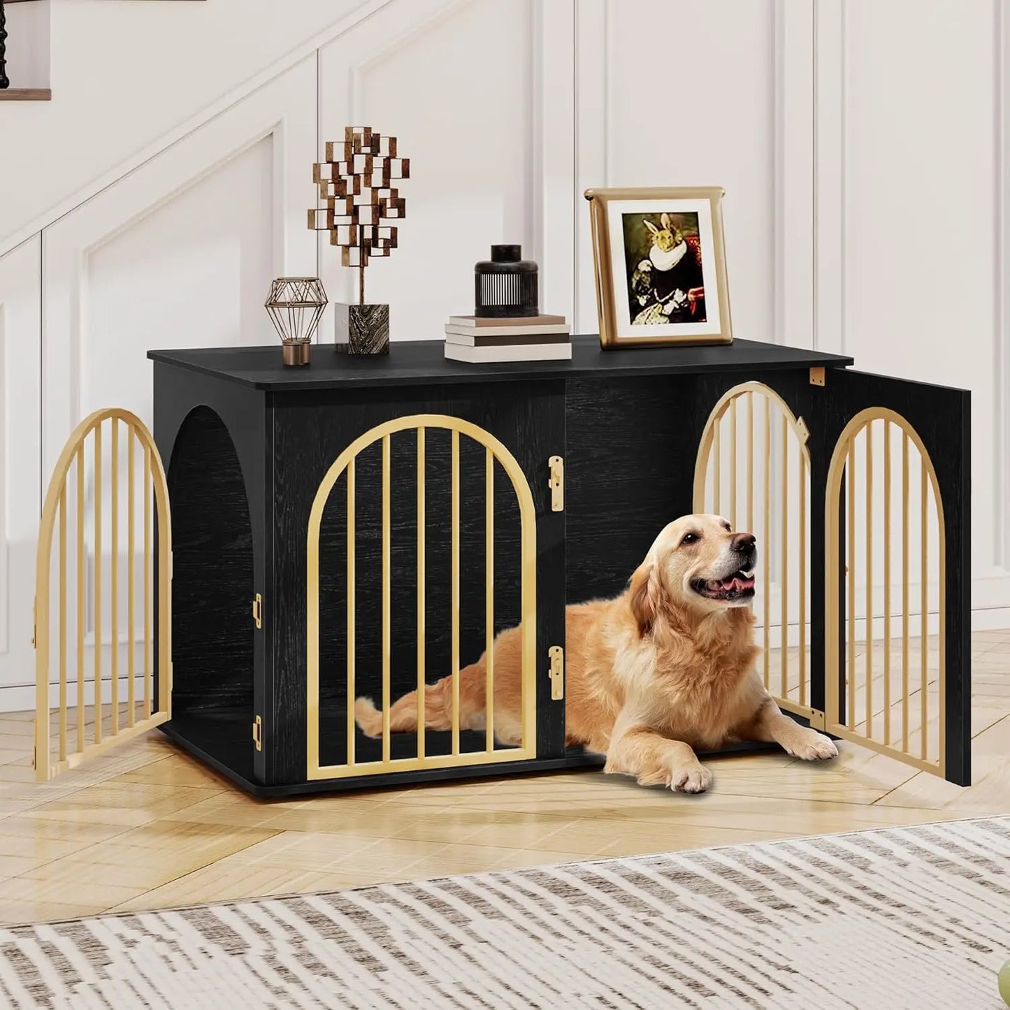 CN Sichuan Wooden Dog Crate TV Stand Kennel Anti Chew