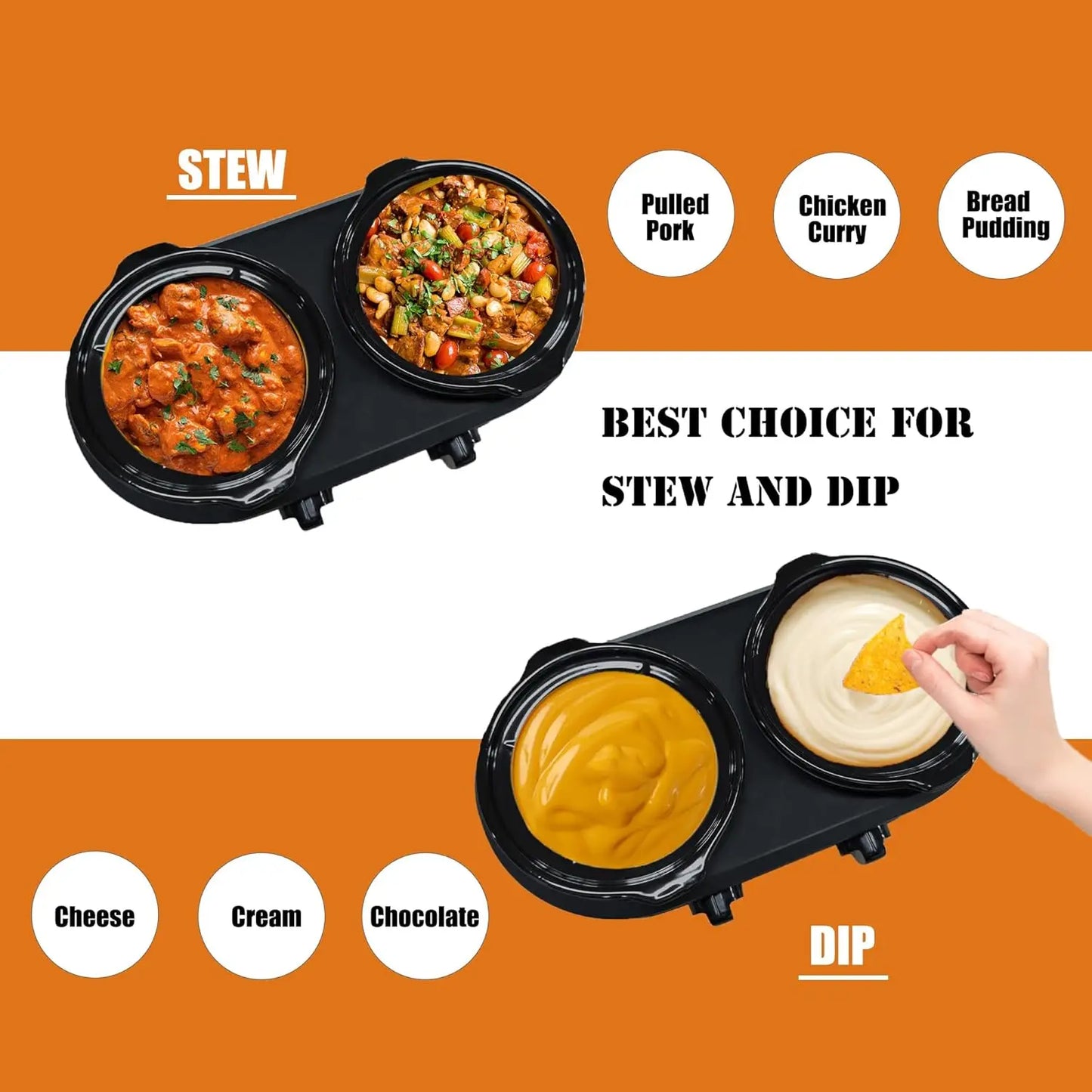 Iosn Double Slow Cooker Buffet Servers And Warmers Dual Pot