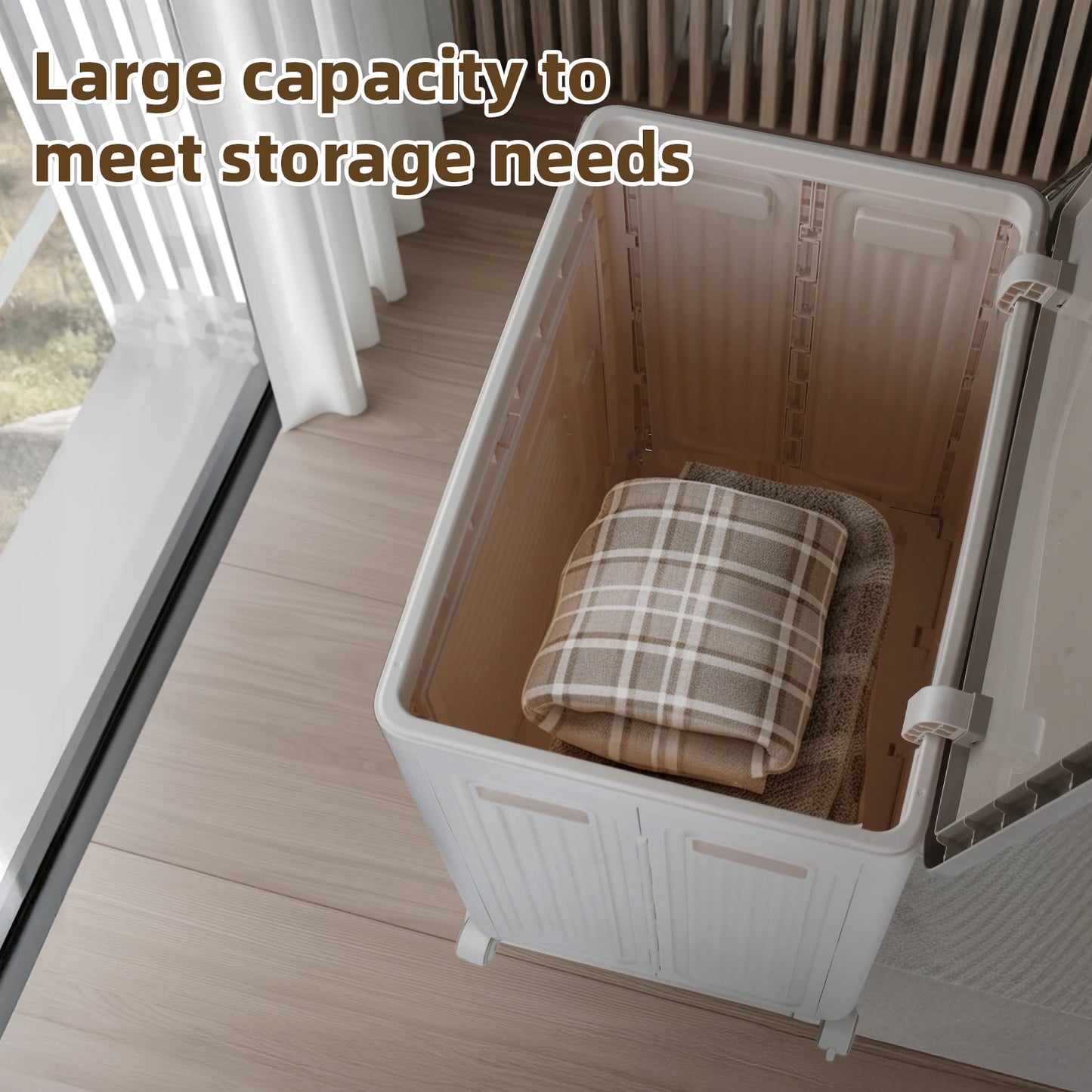 Foldable Storage Box With Wheels Large Capacity Dustproof Household Organizer