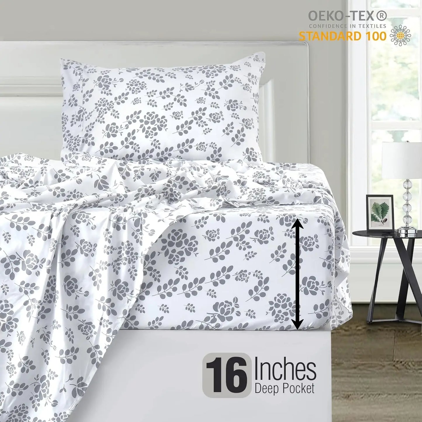 Floral Microfiber Sheet Set 3 Piece Ultra Soft Bed Sheets