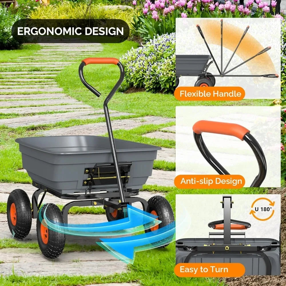 Dump Cart Wheelbarrow 600 LBS All Terrain Garden Wagon