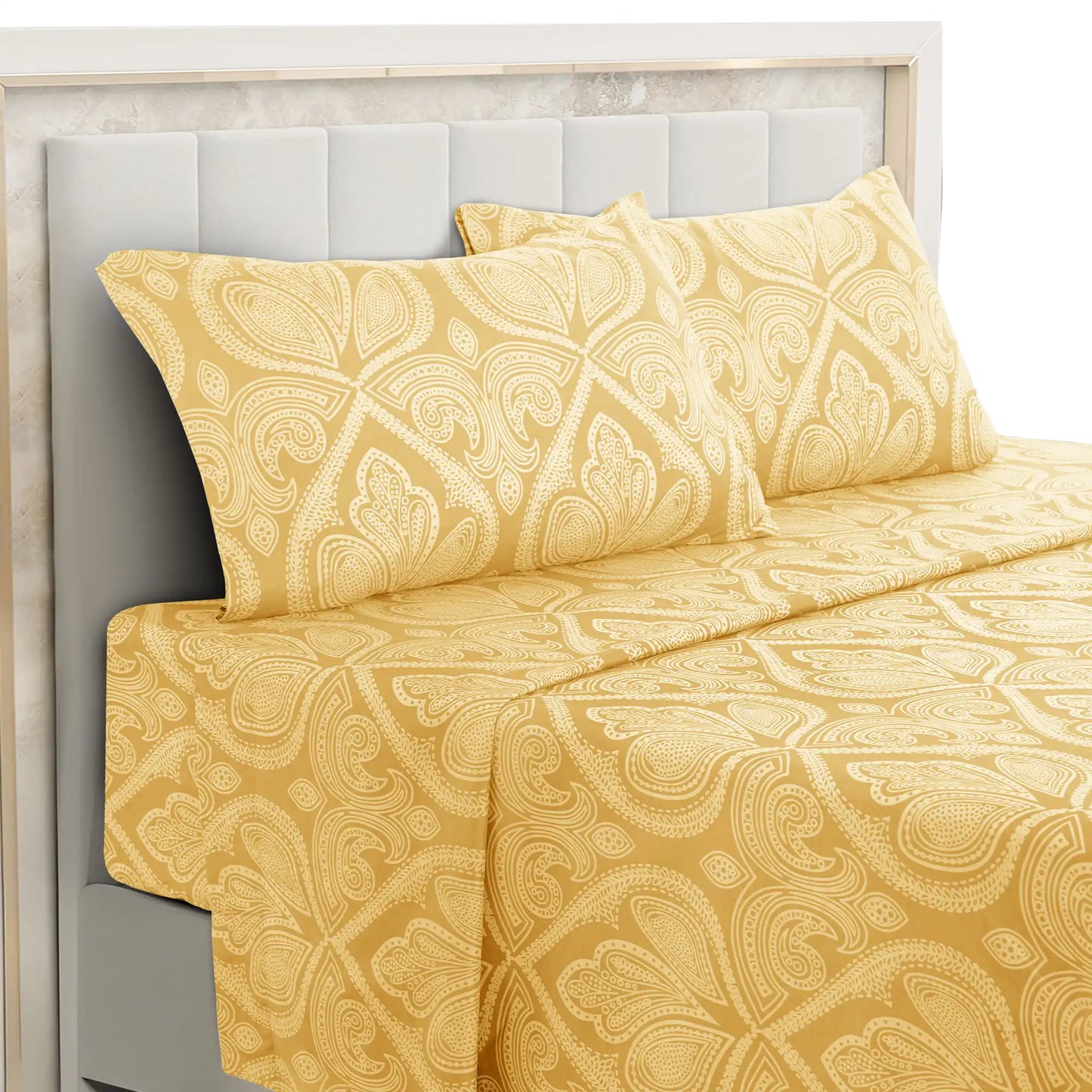 LDC Lux Decor 4 Piece Paisley Microfiber Sheet Set