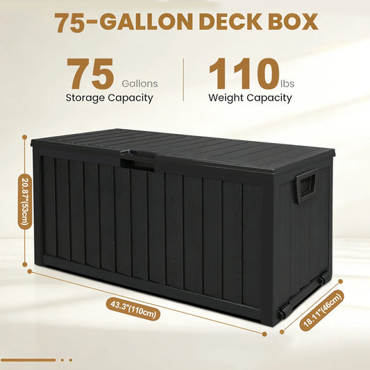 Resin Outdoor Storage Box Waterproof Deck Box With Bottom Pulleys