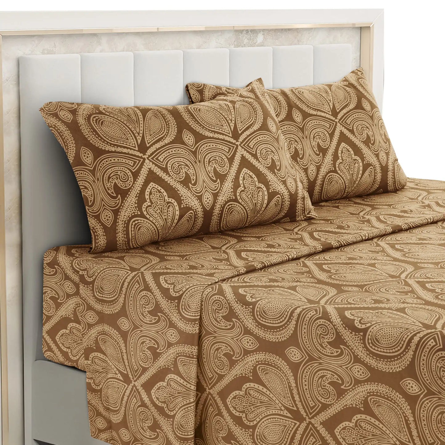 LDC Lux Decor 4 Piece Paisley Microfiber Sheet Set