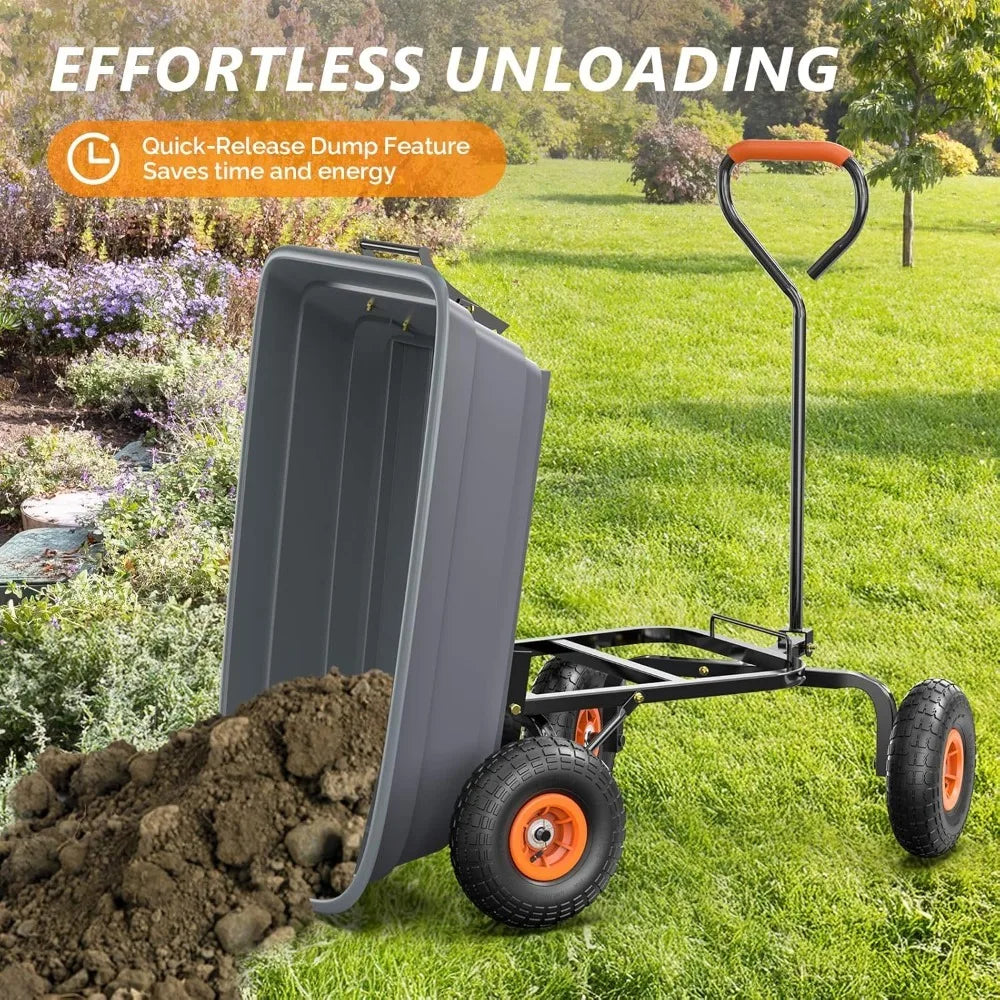Dump Cart Wheelbarrow 600 LBS All Terrain Garden Wagon