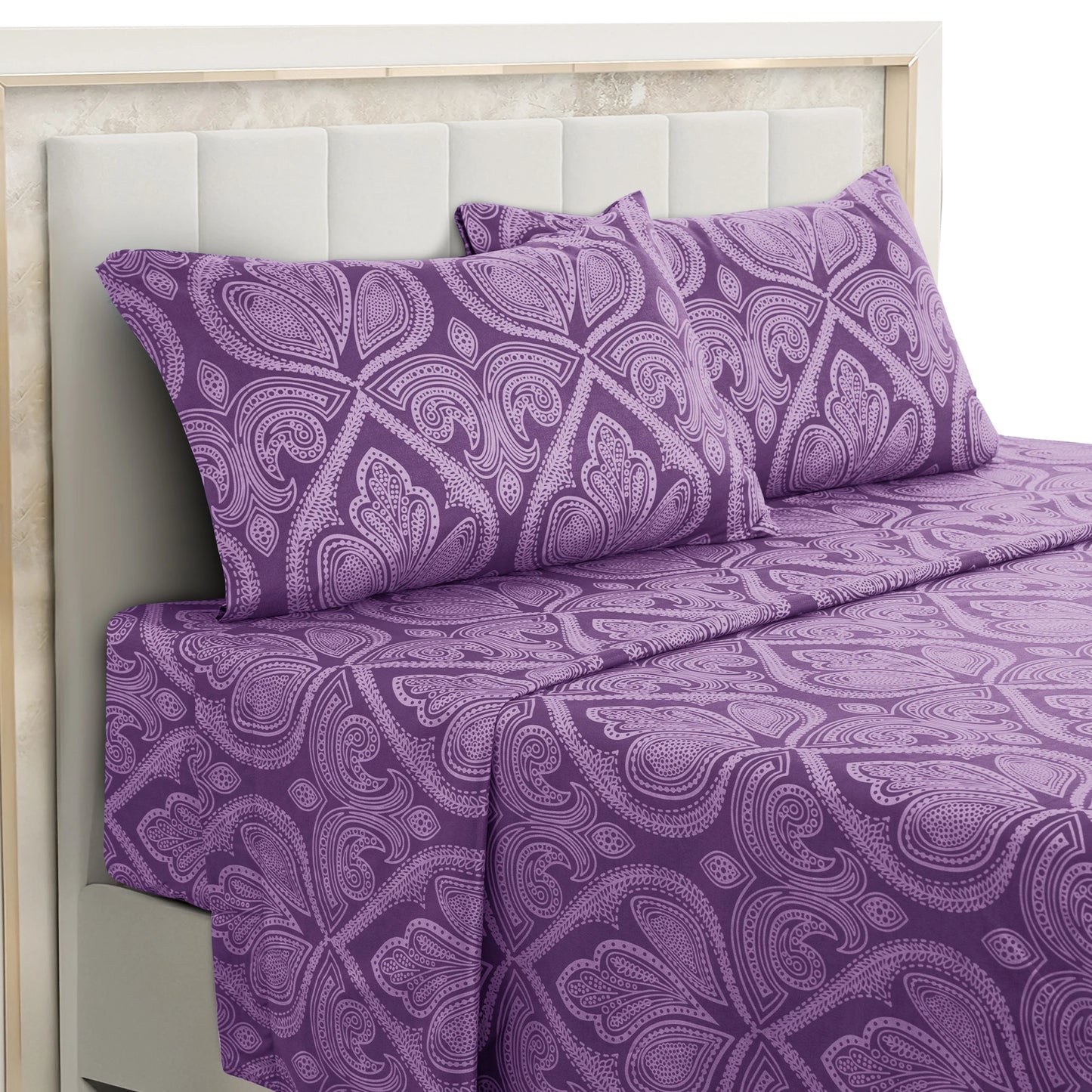 LDC Lux Decor 4 Piece Paisley Microfiber Sheet Set