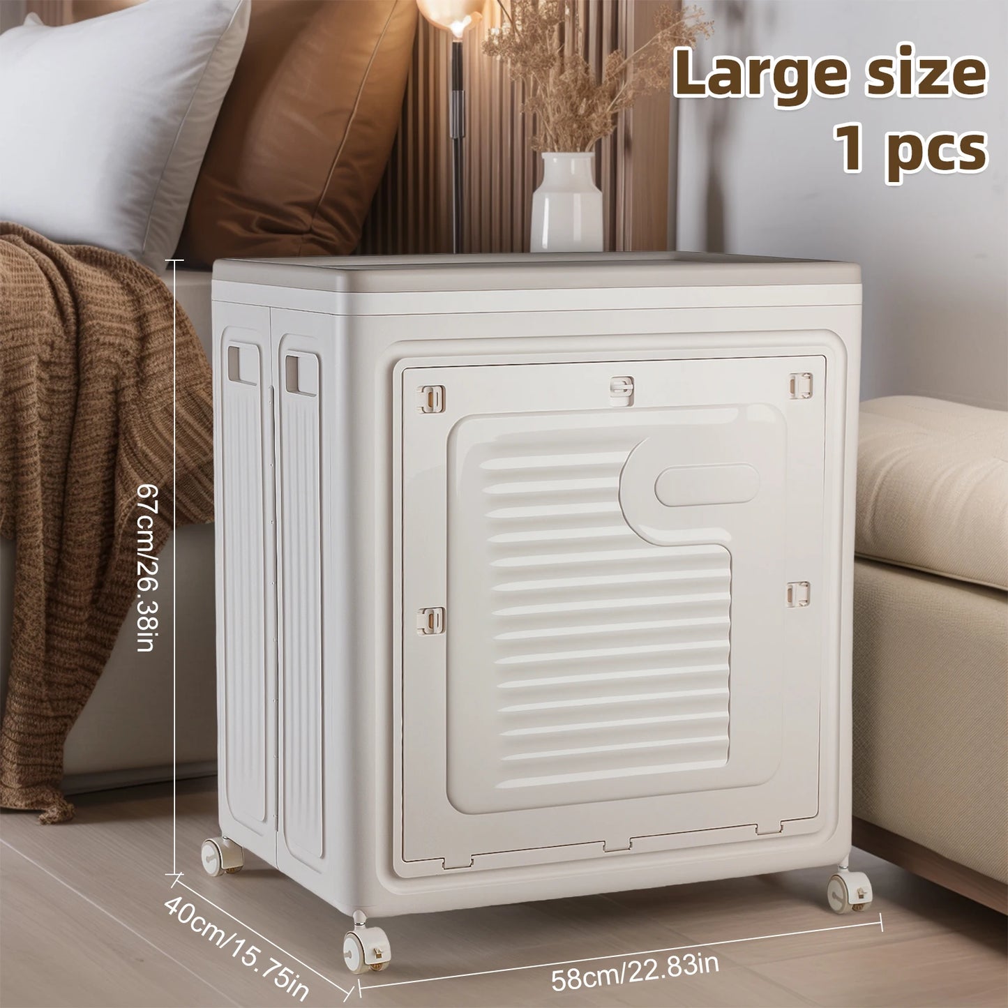 Foldable Storage Box With Wheels Large Capacity Dustproof Household Organizer