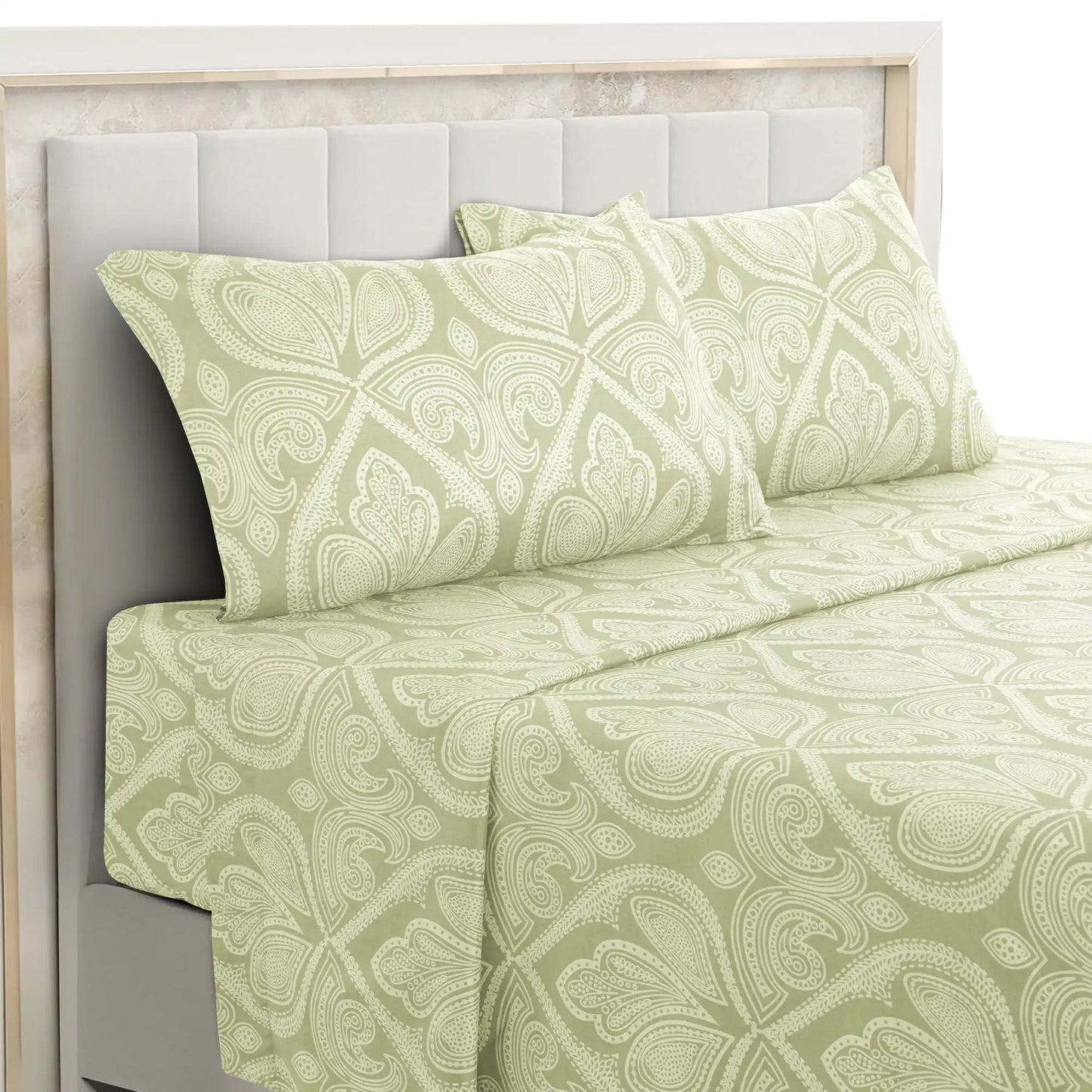 LDC Lux Decor 4 Piece Paisley Microfiber Sheet Set