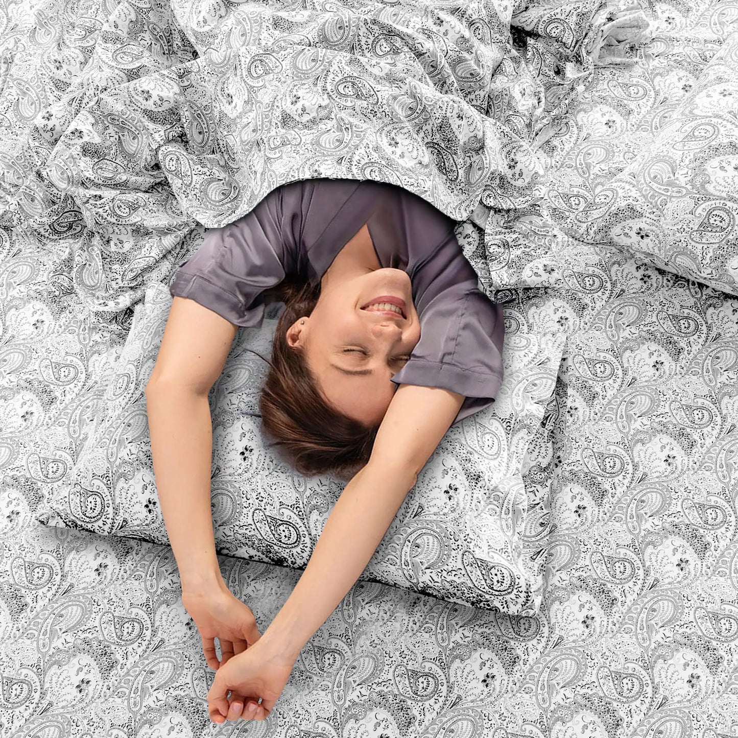 LDC Lux Decor 4 Piece Paisley Microfiber Sheet Set