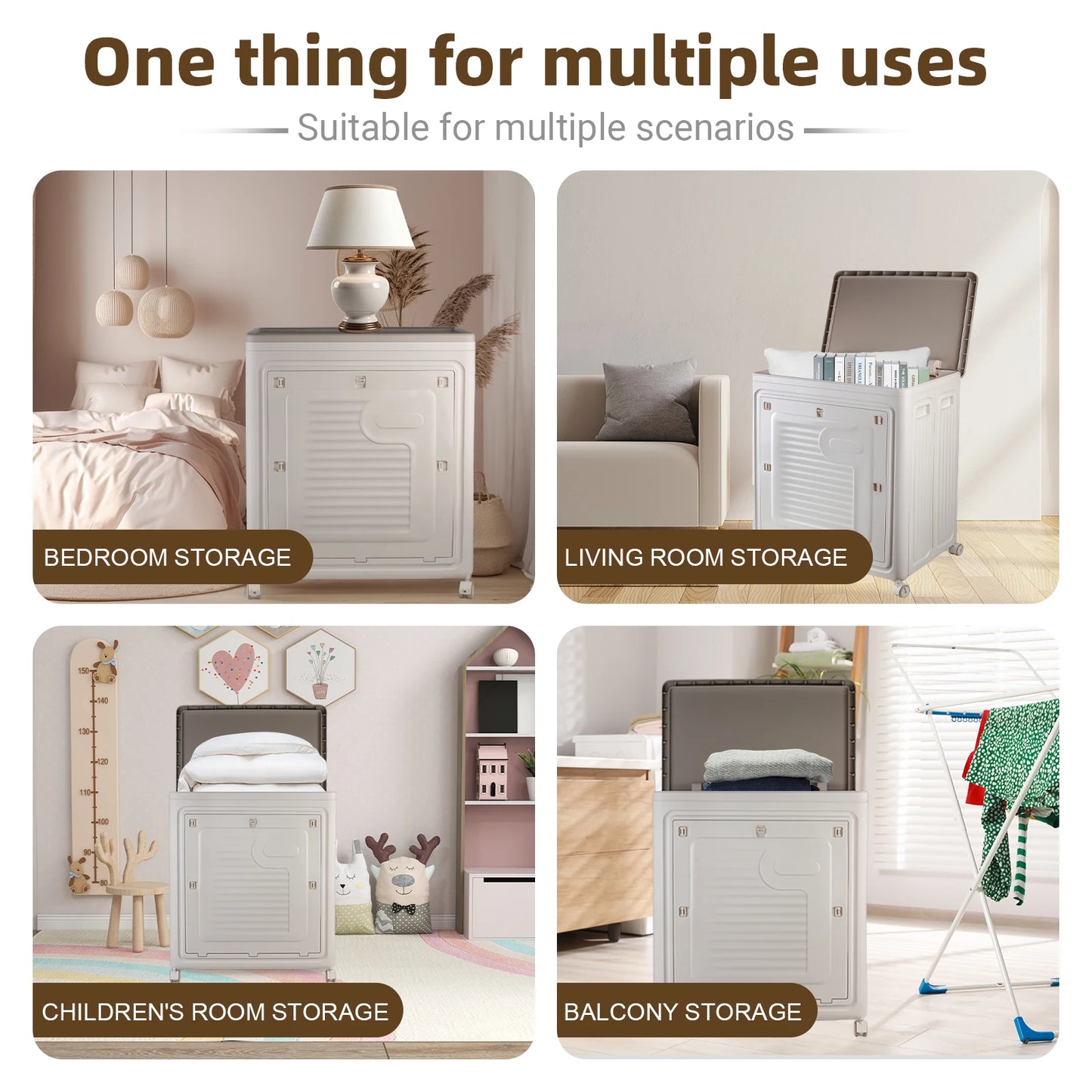 Foldable Storage Box With Wheels Large Capacity Dustproof Household Organizer