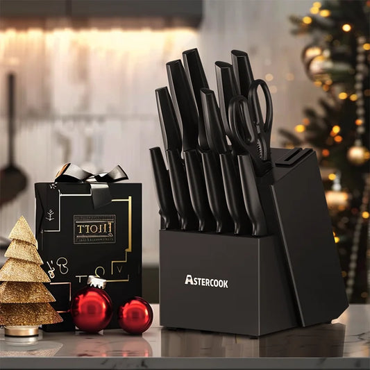 Astercook Kitchen Knife Set With Built In Sharpener
