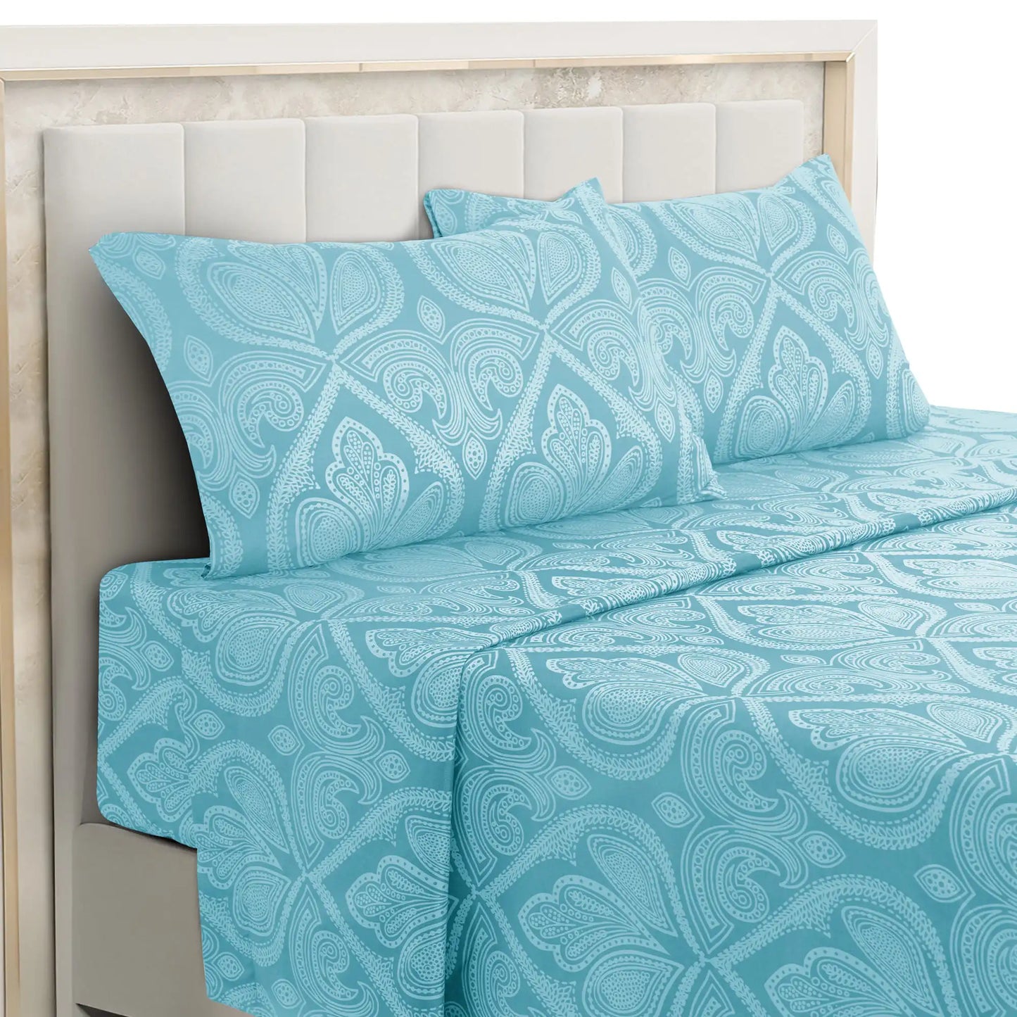 LDC Lux Decor 4 Piece Paisley Microfiber Sheet Set