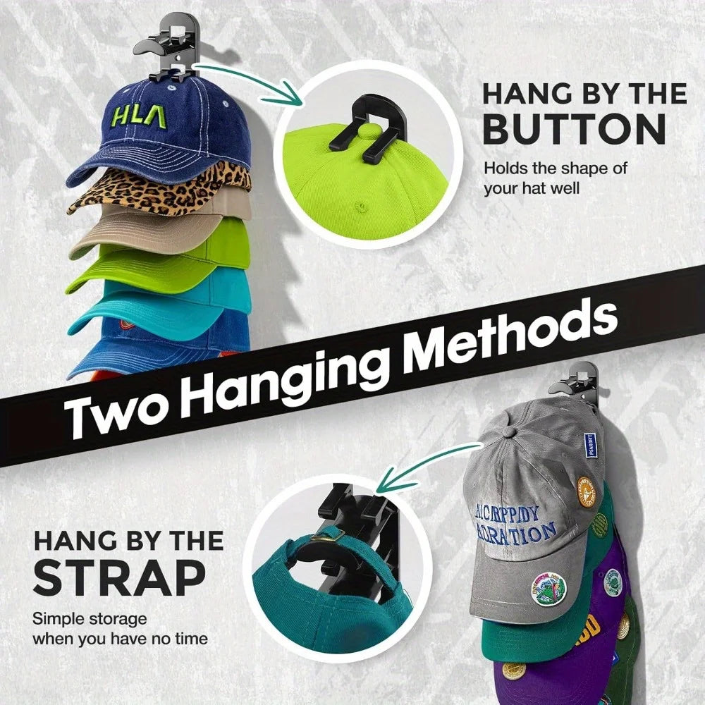 Baseball Cap Hat Rack Wall Mount Or Adhesive Multi Layer Storage
