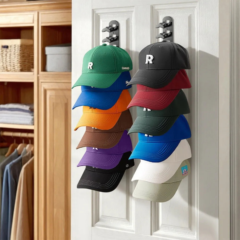 Baseball Cap Hat Rack Wall Mount Or Adhesive Multi Layer Storage