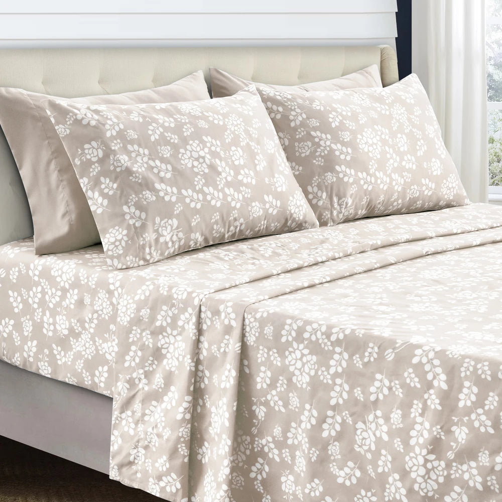 Floral Microfiber Sheet Set 3 Piece Ultra Soft Bed Sheets