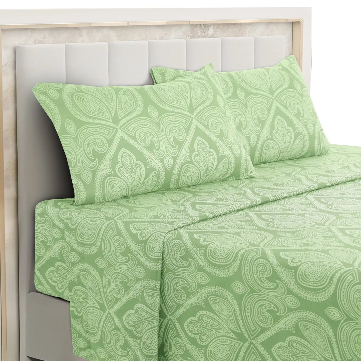 LDC Lux Decor 4 Piece Paisley Microfiber Sheet Set