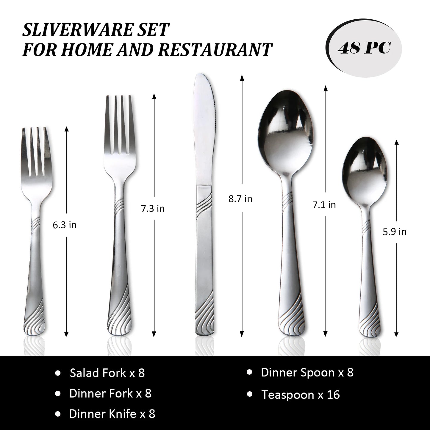 HANSMART Stainless Steel Flatware Set Dinnerware For Eight