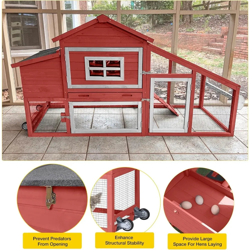 Certa Chicken Coop Outdoor With Wheels Hen House Wood Run