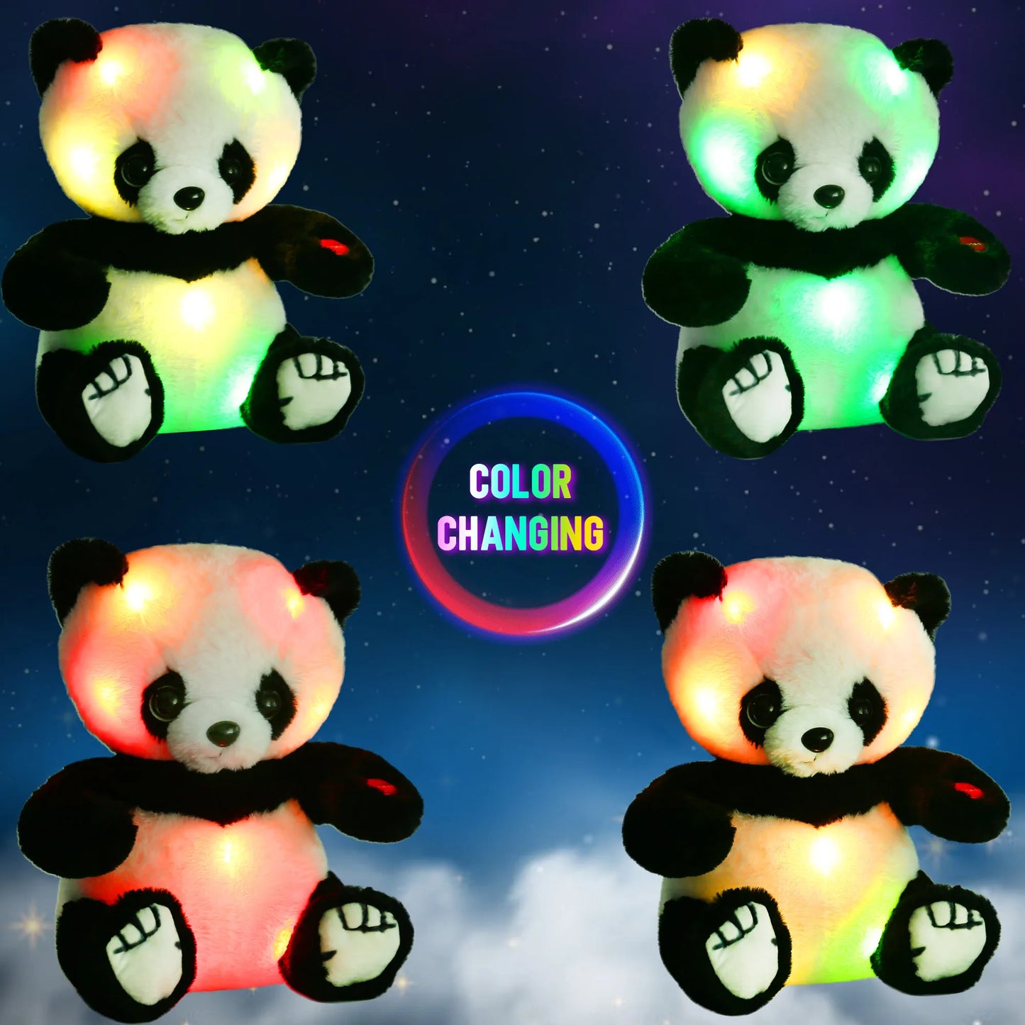 NONECN Light Up PandaBear Plush Toy With LED For Kids