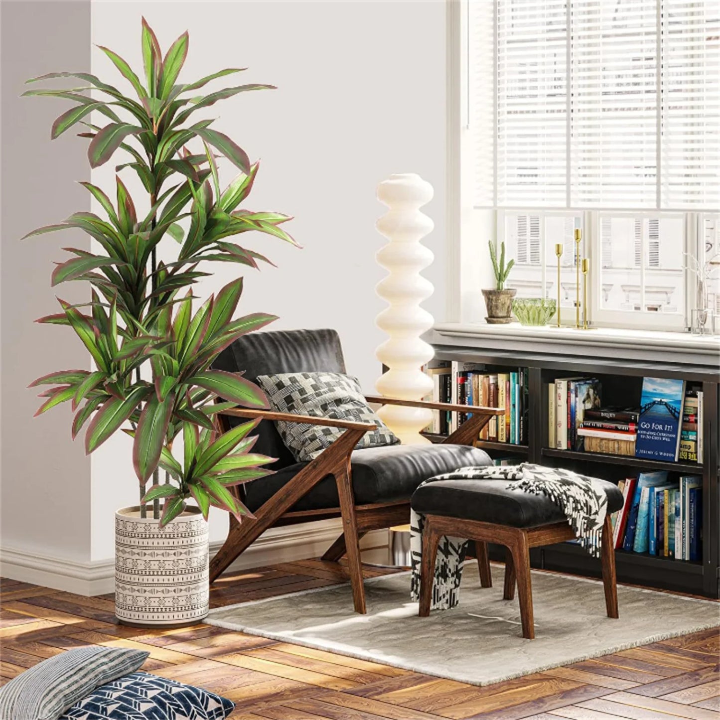 HiMISCN Artificial Dracaena Indoor Plant In Pot With Adjustable Branches