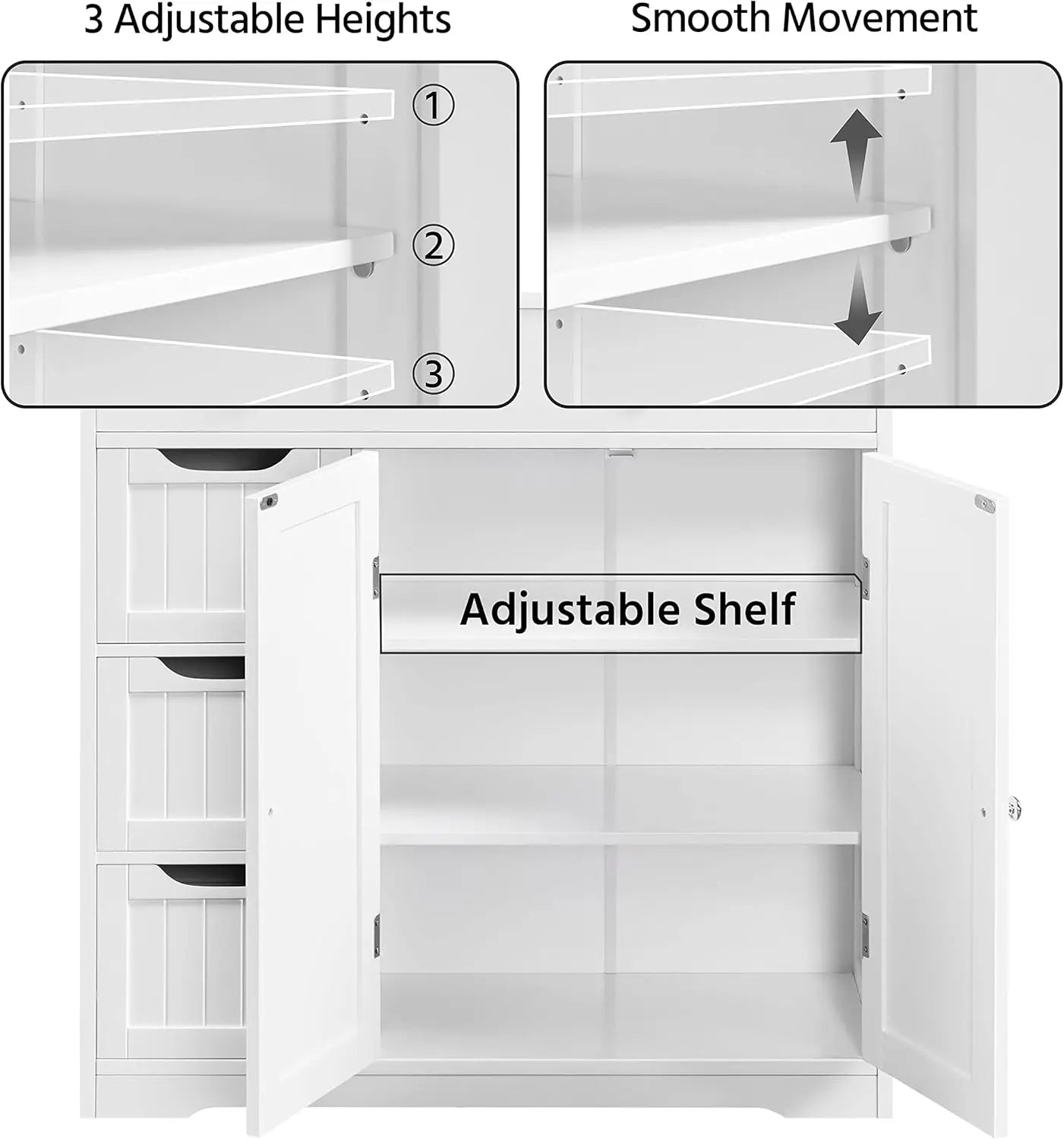 XMSJ Free Standing Bathroom Cabinet With Drawers And Doors