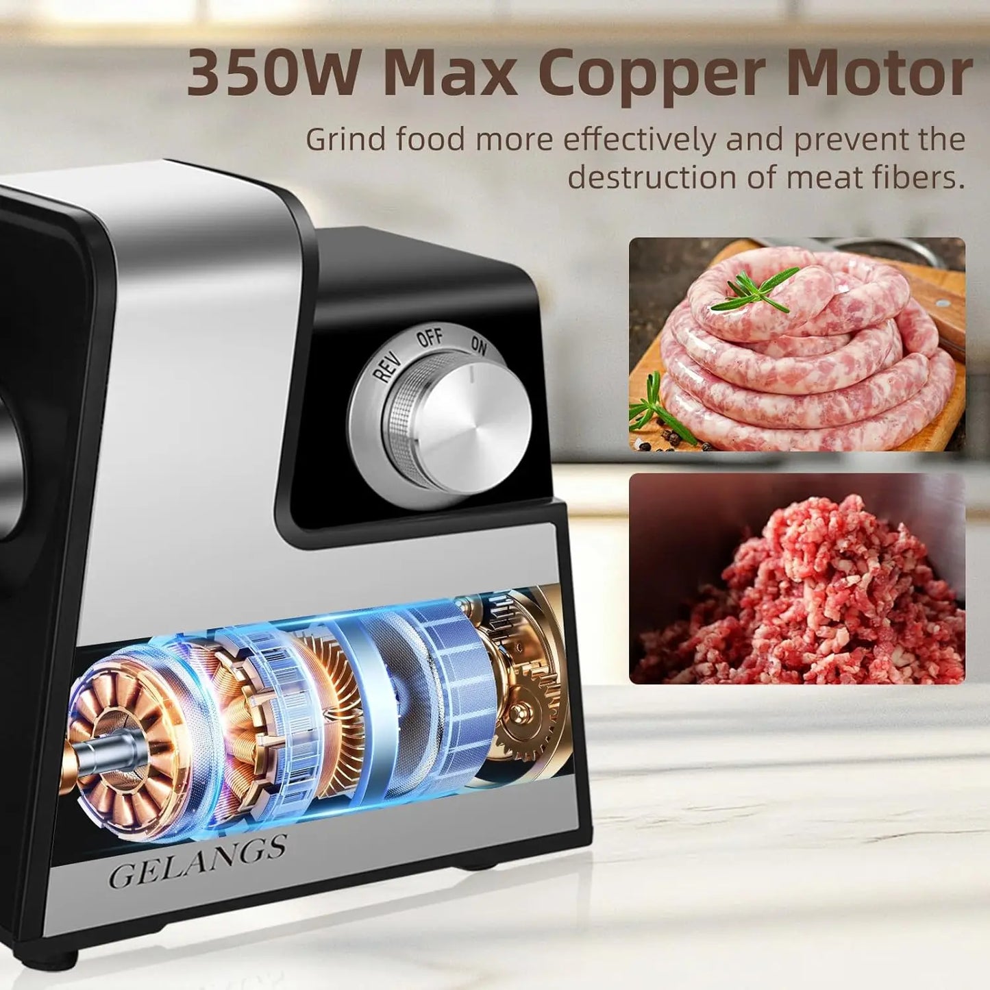Electric Meat Grinder 350W With Sausage Stuffer Tubes Kubbe Kit