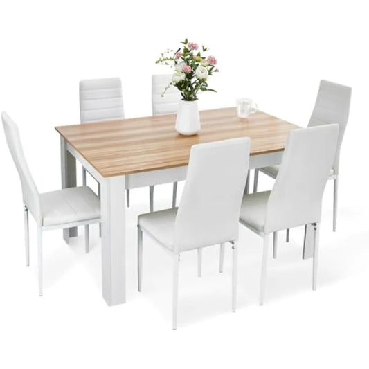 Mondeer Dining Table and Chairs Set Modern Rectangular