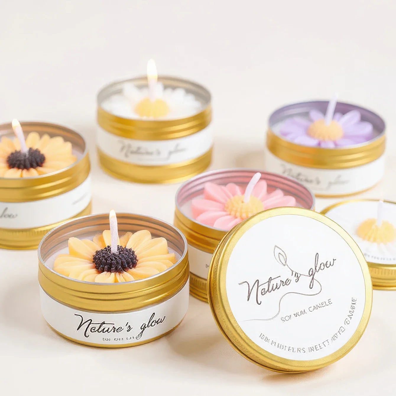 Chamomile Scented Soy Wax Candle Tin for Bedroom Decor Romantic Gift for Women