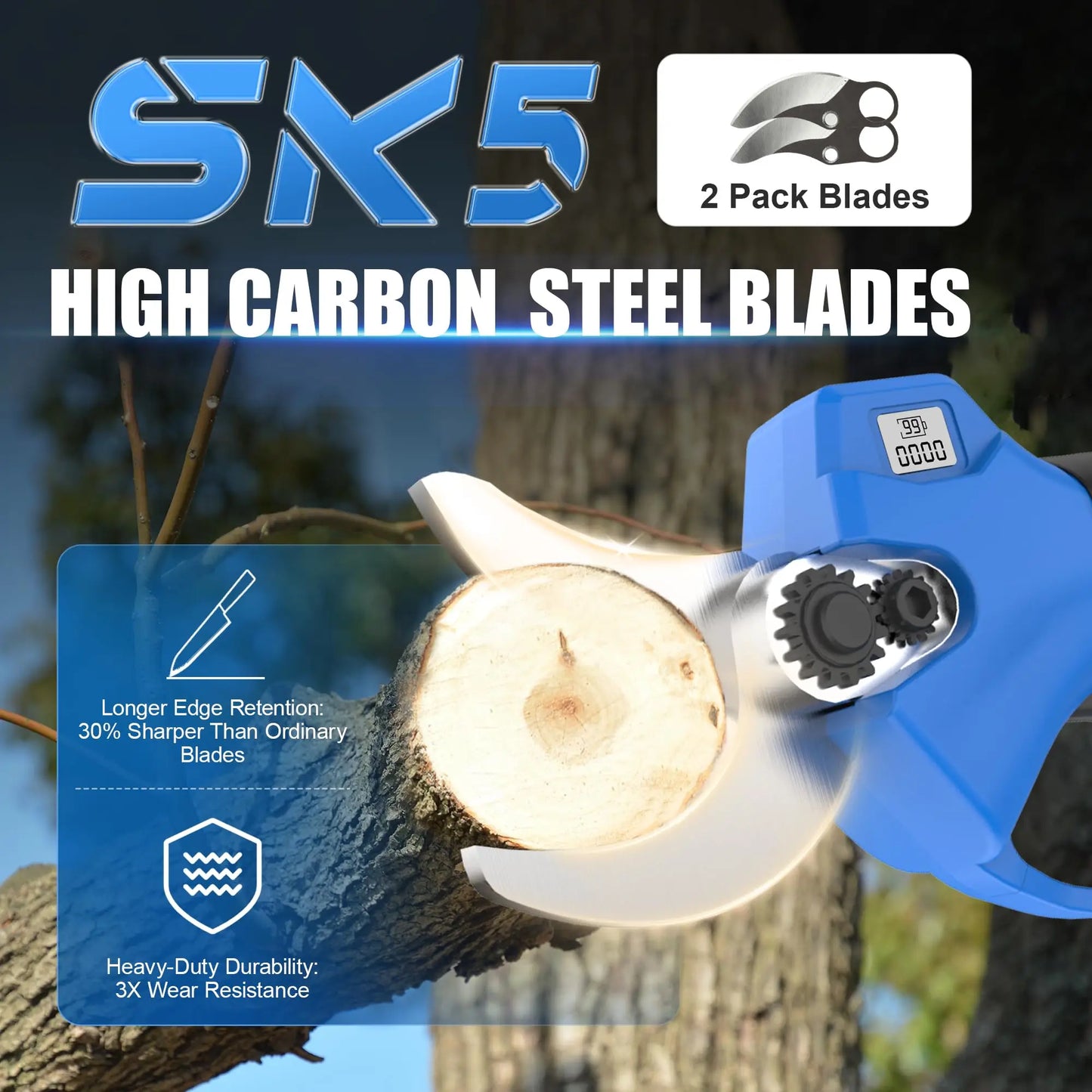 20V Cordless Pruning Shears With Brushless Motor, LCD, SK5 Blades