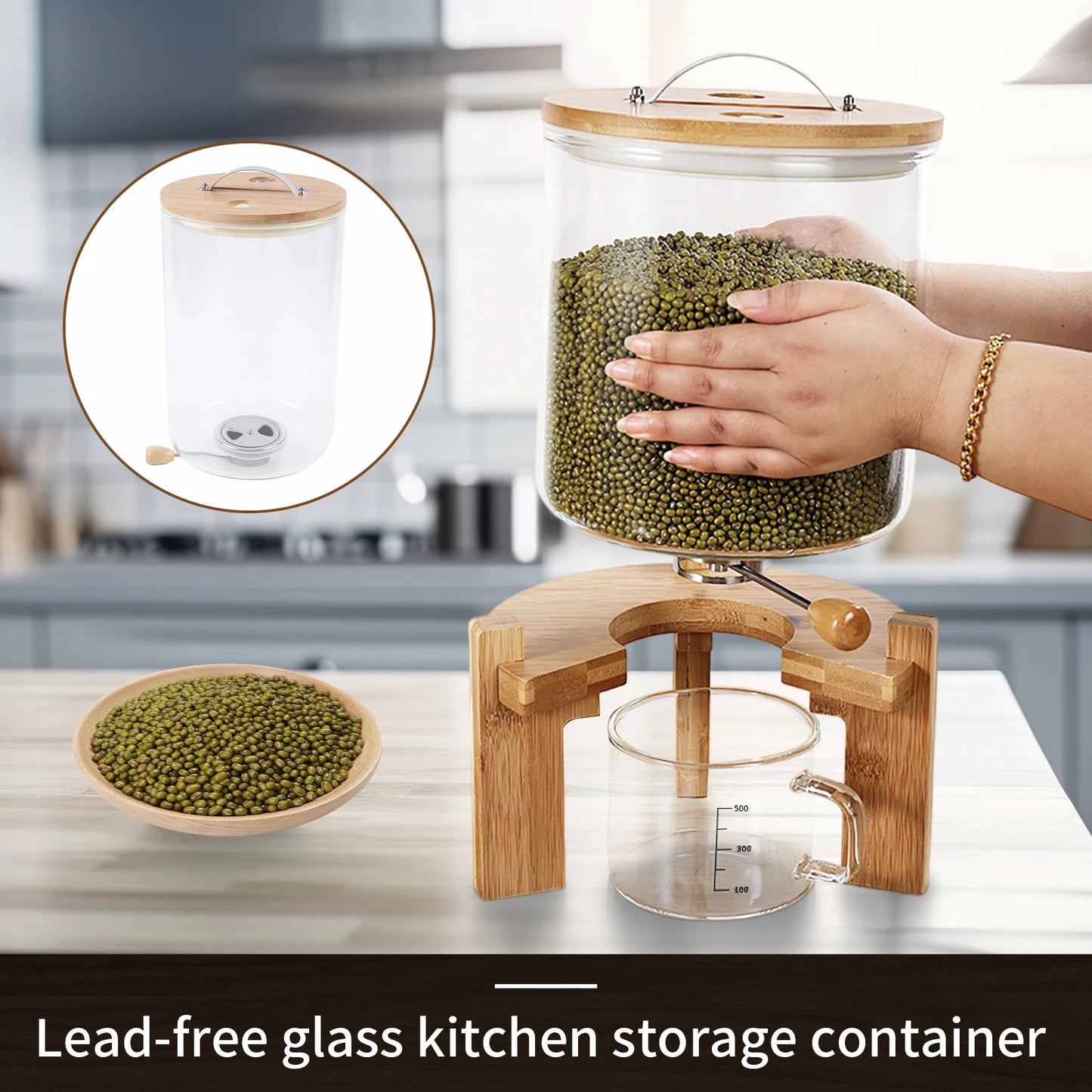 Glass Flour And Cereal Container With Airtight Seal For Kitchen