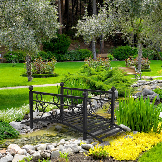 Garden Iron Bridge With Round Ball Flat Top Handrails