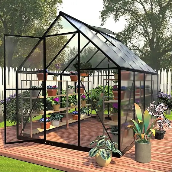XMSJ Polycarbonate Greenhouse Outdoor Walk In With Roof Vent