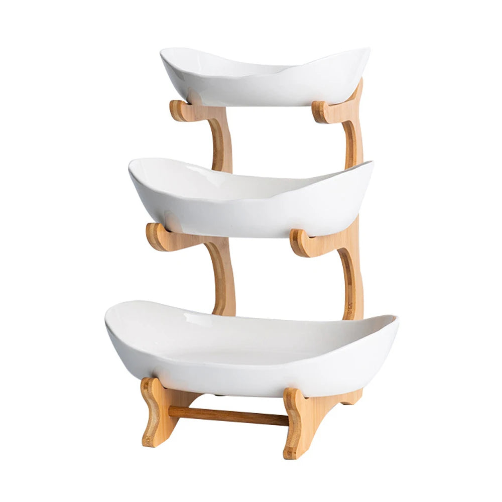 3 Layer Fruit Plate Plastic Snack Dish With Cake Stand